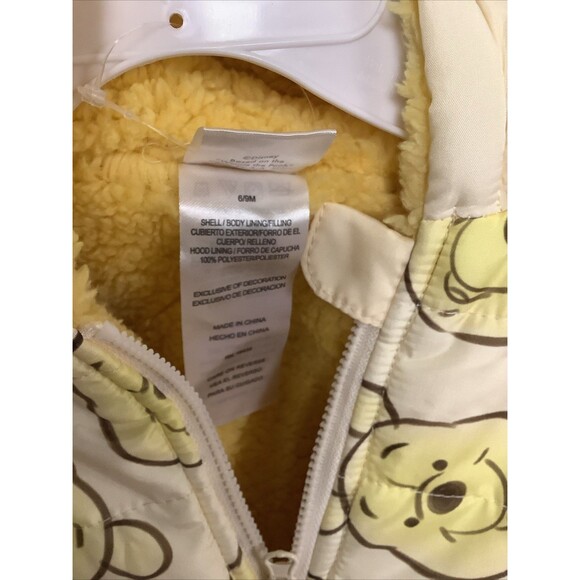 Disney Baby Winnie the Pooh yellow fleece lined full zip snow suit AOP size 3-6m - Picture 2 of 4